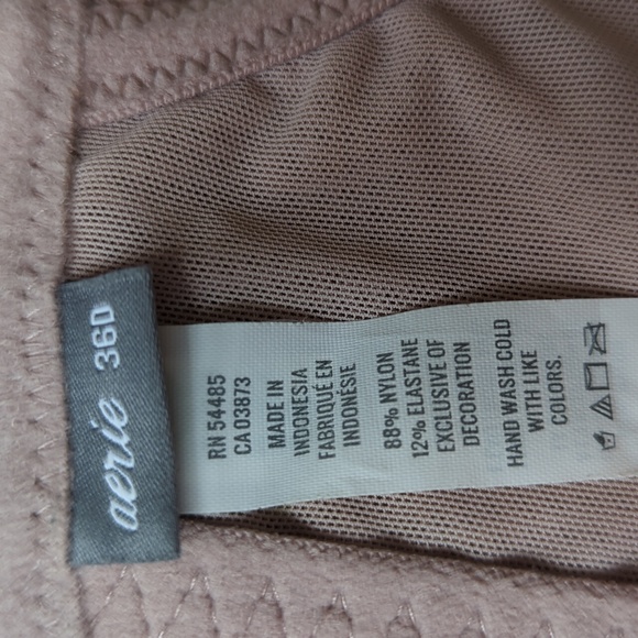 Aerie Real Happy Plunge Crochet Lace Underwire Bra 36D Pink Tan Purple - Picture 2 of 16